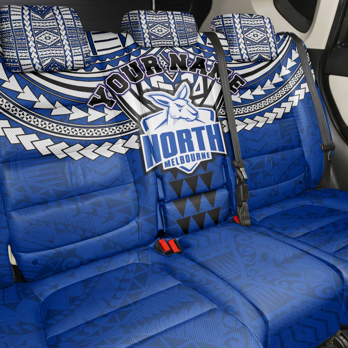 Personalized North Melbourne Kangaroos Back Car Seat Cover Polynesian Tribal Pattern Heritage Football