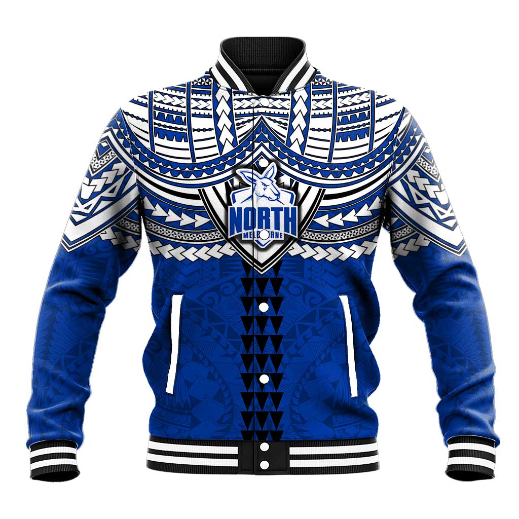 Personalized North Melbourne Kangaroos Baseball Jacket Polynesian Tribal Pattern Heritage Football