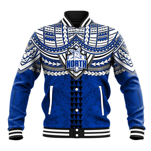 Personalized North Melbourne Kangaroos Baseball Jacket Polynesian Tribal Pattern Heritage Football