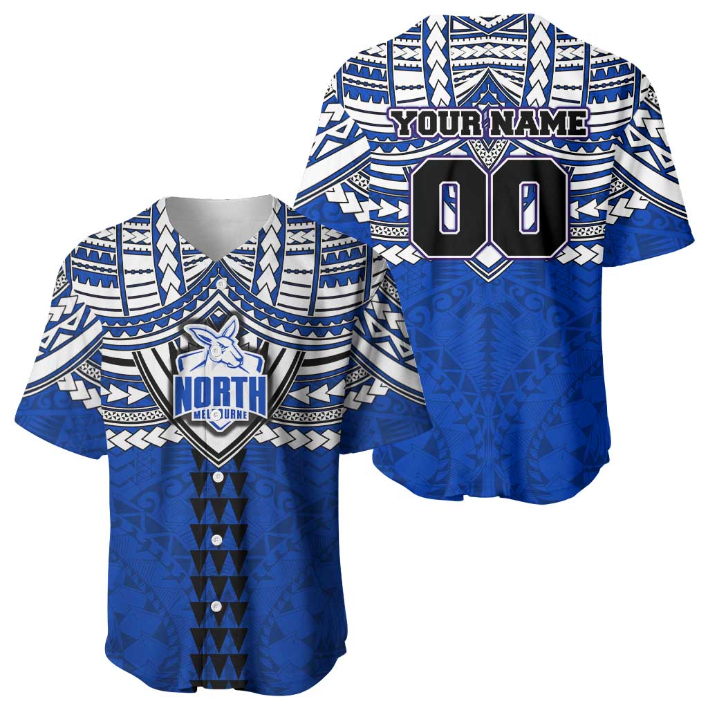 Personalized North Melbourne Kangaroos Baseball Jersey Polynesian Tribal Pattern Heritage Football
