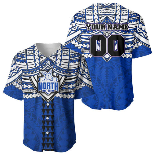 Personalized North Melbourne Kangaroos Baseball Jersey Polynesian Tribal Pattern Heritage Football