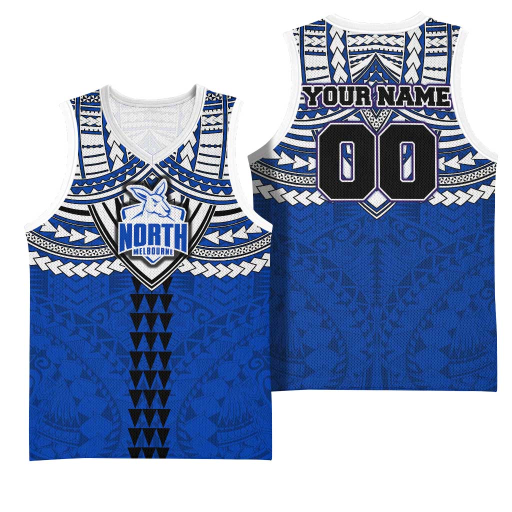 Personalized North Melbourne Kangaroos Basketball Jersey Polynesian Tribal Pattern Heritage Football