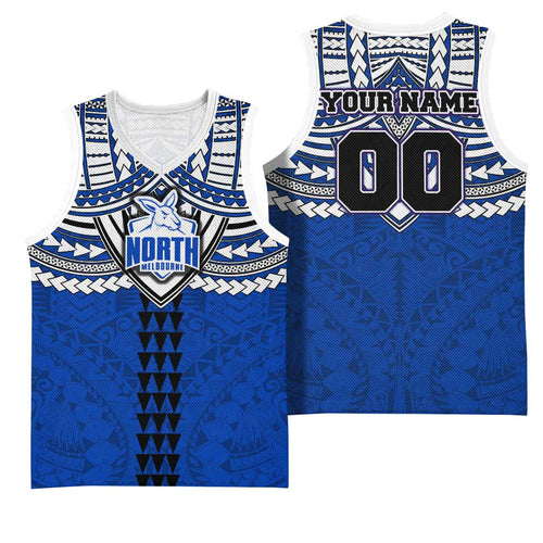 Personalized North Melbourne Kangaroos Basketball Jersey Polynesian Tribal Pattern Heritage Football