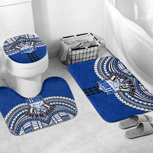 Personalized North Melbourne Kangaroos Bathroom Set Polynesian Tribal Pattern Heritage Football