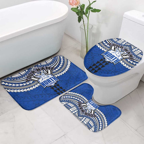 Personalized North Melbourne Kangaroos Bathroom Set Polynesian Tribal Pattern Heritage Football