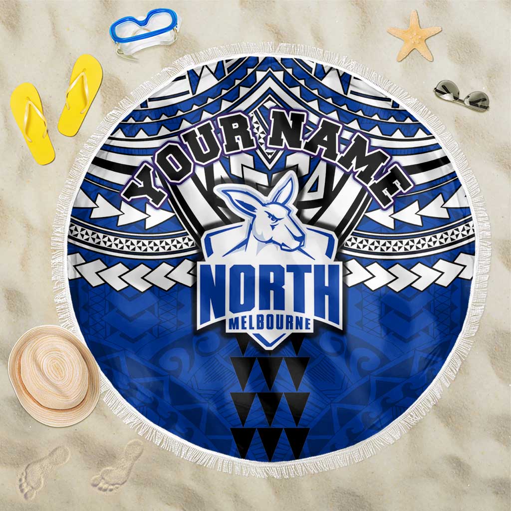 Personalized North Melbourne Kangaroos Beach Blanket Polynesian Tribal Pattern Heritage Football