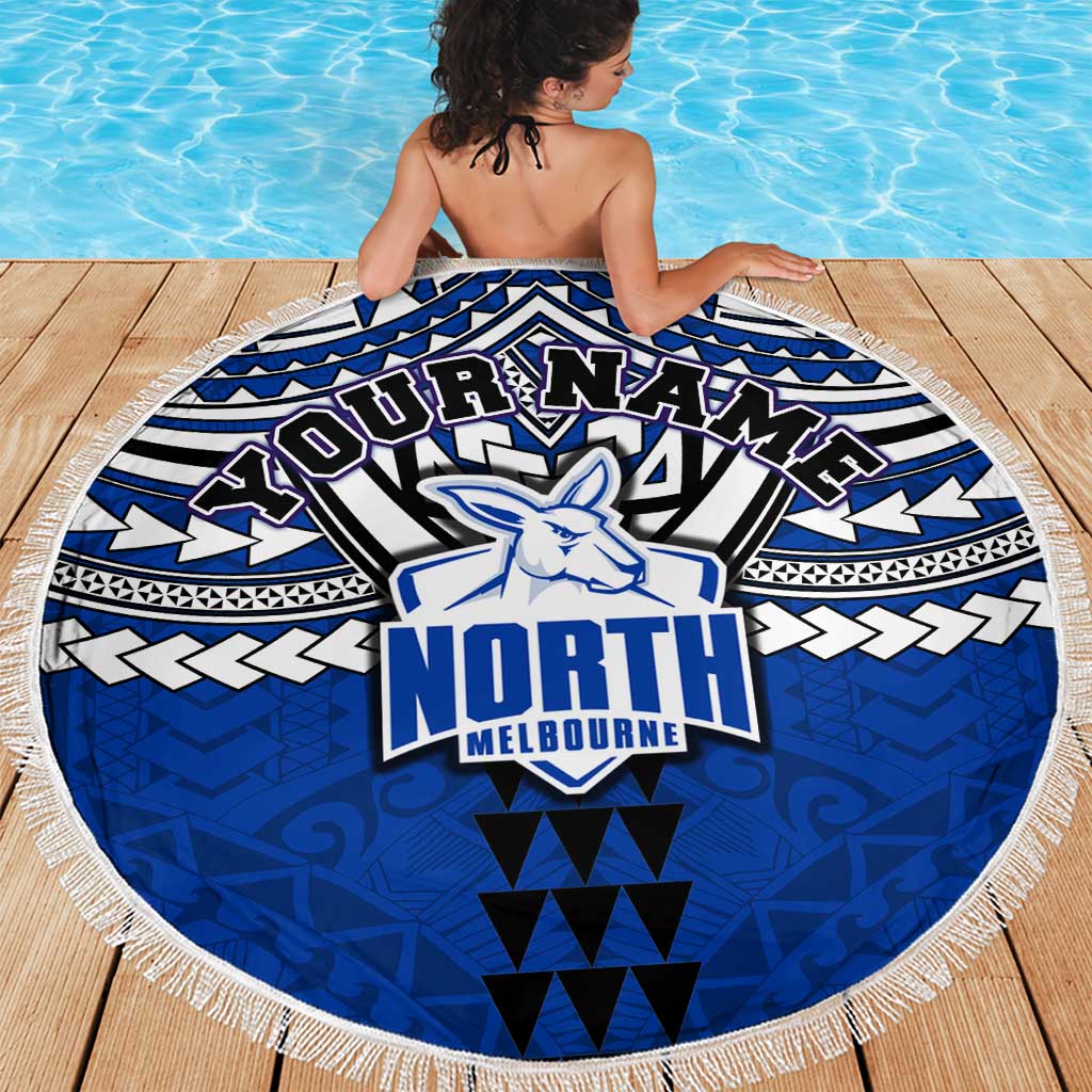 Personalized North Melbourne Kangaroos Beach Blanket Polynesian Tribal Pattern Heritage Football