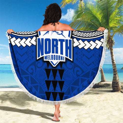 Personalized North Melbourne Kangaroos Beach Blanket Polynesian Tribal Pattern Heritage Football
