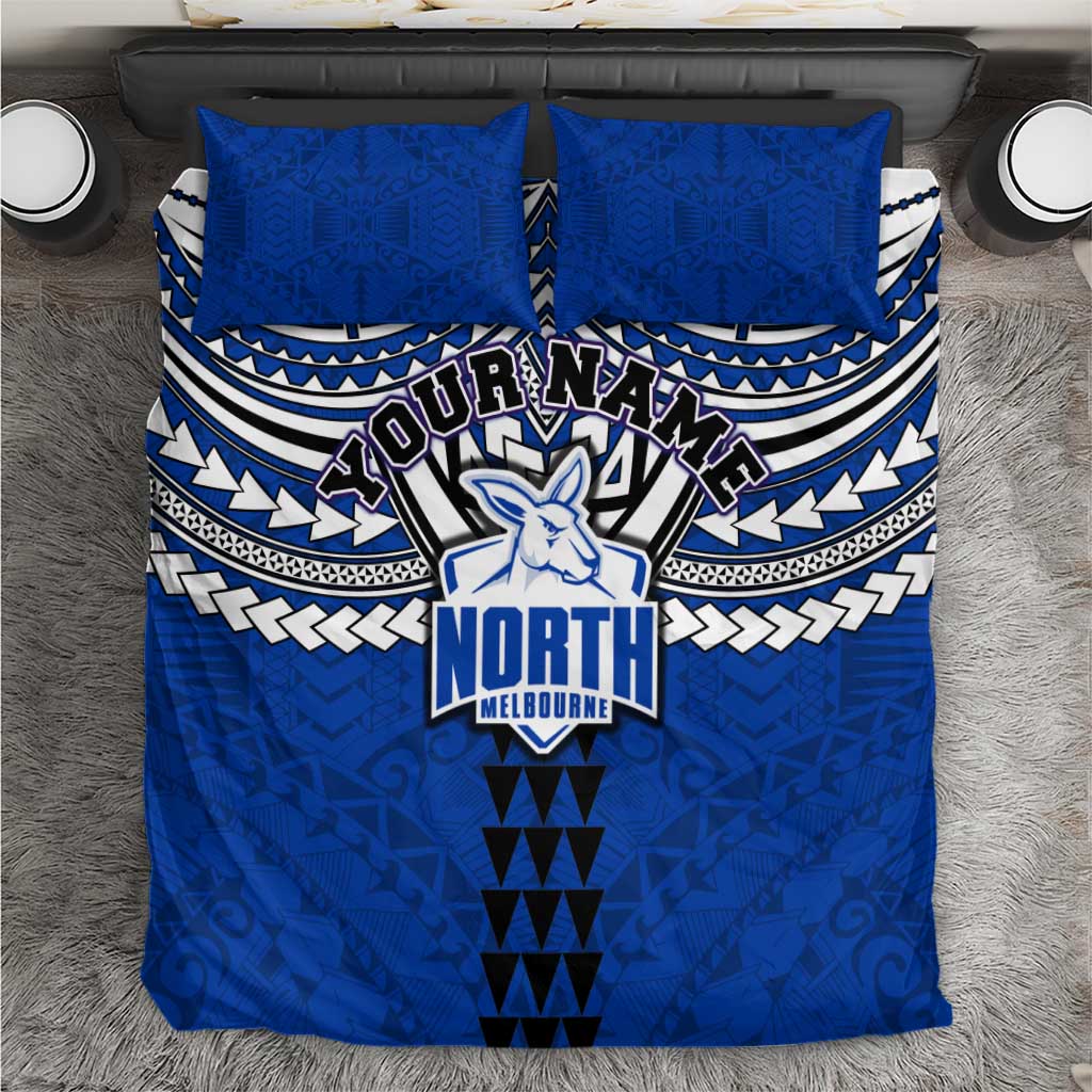 Personalized North Melbourne Kangaroos Bedding Set Polynesian Tribal Pattern Heritage Football