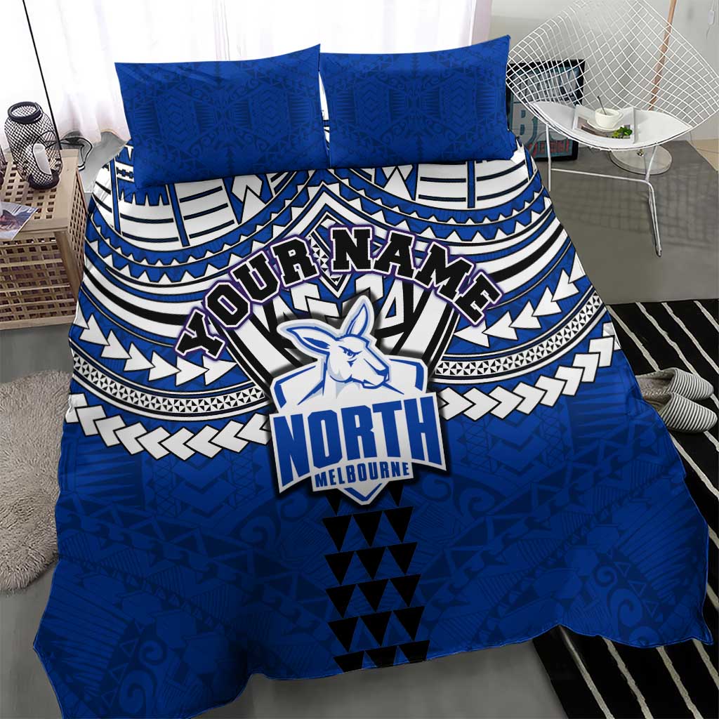 Personalized North Melbourne Kangaroos Bedding Set Polynesian Tribal Pattern Heritage Football