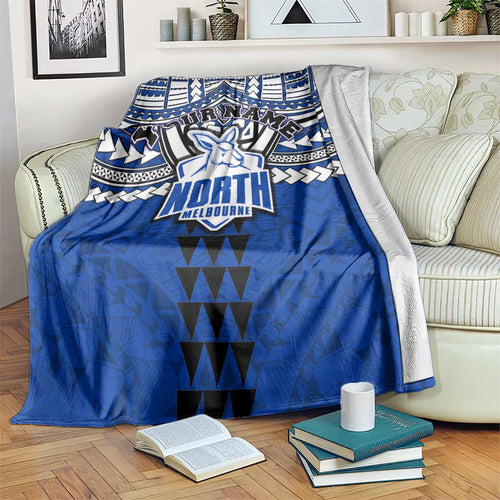 Personalized North Melbourne Kangaroos Blanket Polynesian Tribal Pattern Heritage Football