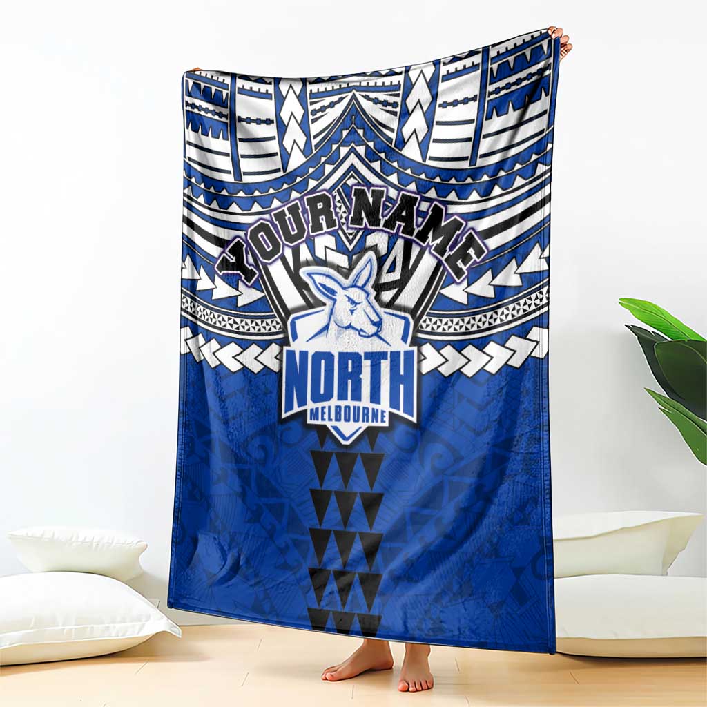 Personalized North Melbourne Kangaroos Blanket Polynesian Tribal Pattern Heritage Football