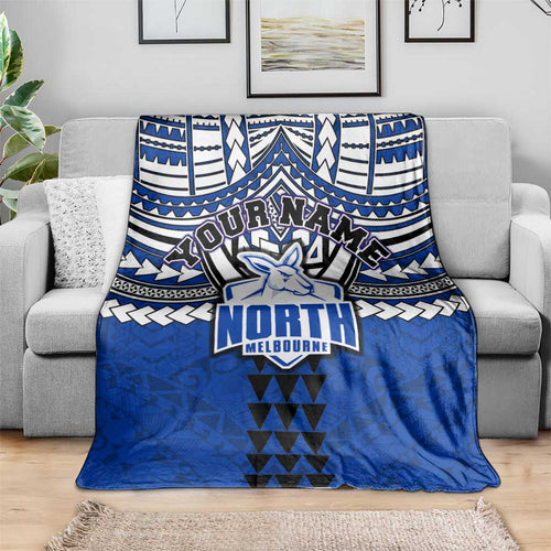 Personalized North Melbourne Kangaroos Blanket Polynesian Tribal Pattern Heritage Football
