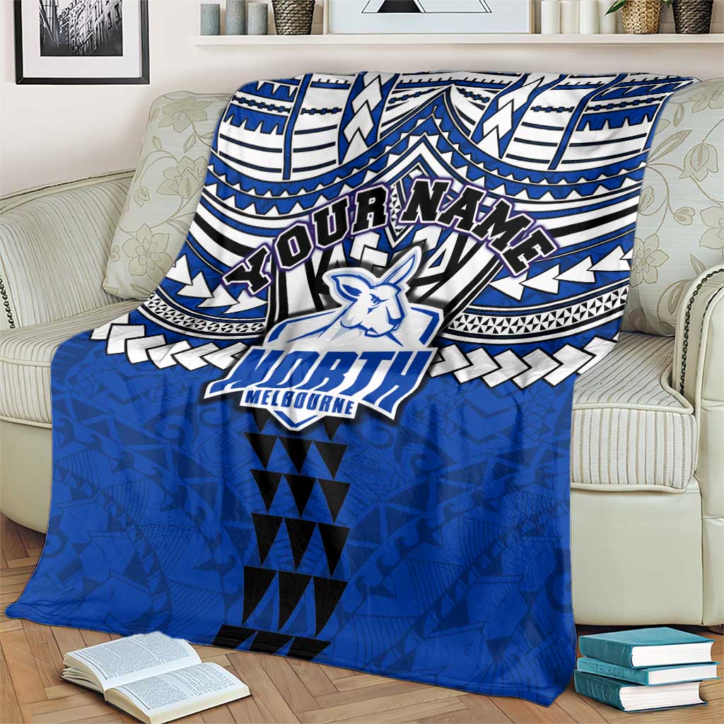 Personalized North Melbourne Kangaroos Blanket Polynesian Tribal Pattern Heritage Football