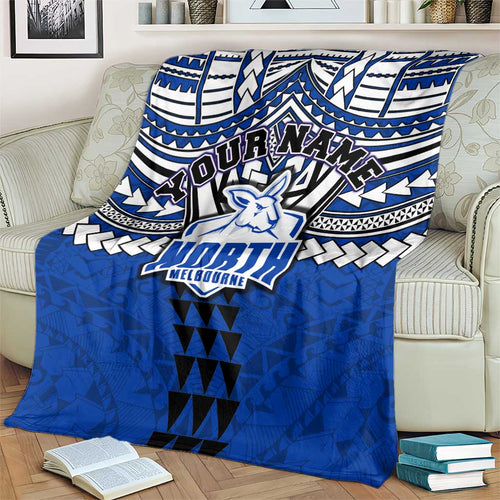 Personalized North Melbourne Kangaroos Blanket Polynesian Tribal Pattern Heritage Football