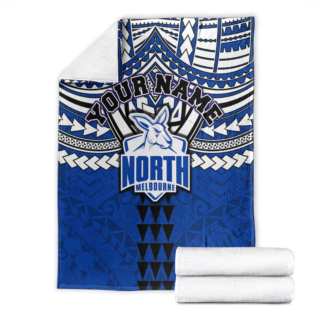 Personalized North Melbourne Kangaroos Blanket Polynesian Tribal Pattern Heritage Football