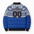 Personalized North Melbourne Kangaroos Bomber Puffer Jacket Polynesian Tribal Pattern Heritage Football