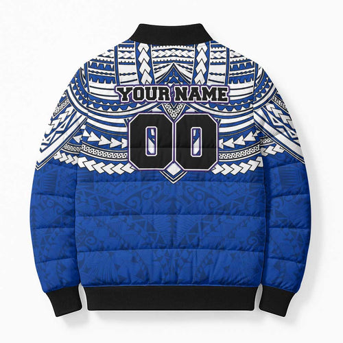 Personalized North Melbourne Kangaroos Bomber Puffer Jacket Polynesian Tribal Pattern Heritage Football