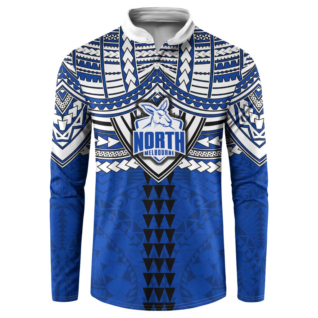 Personalized North Melbourne Kangaroos Button Sweatshirt Polynesian Tribal Pattern Heritage Football