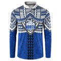 Personalized North Melbourne Kangaroos Button Sweatshirt Polynesian Tribal Pattern Heritage Football