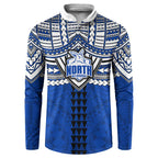 Personalized North Melbourne Kangaroos Button Sweatshirt Polynesian Tribal Pattern Heritage Football
