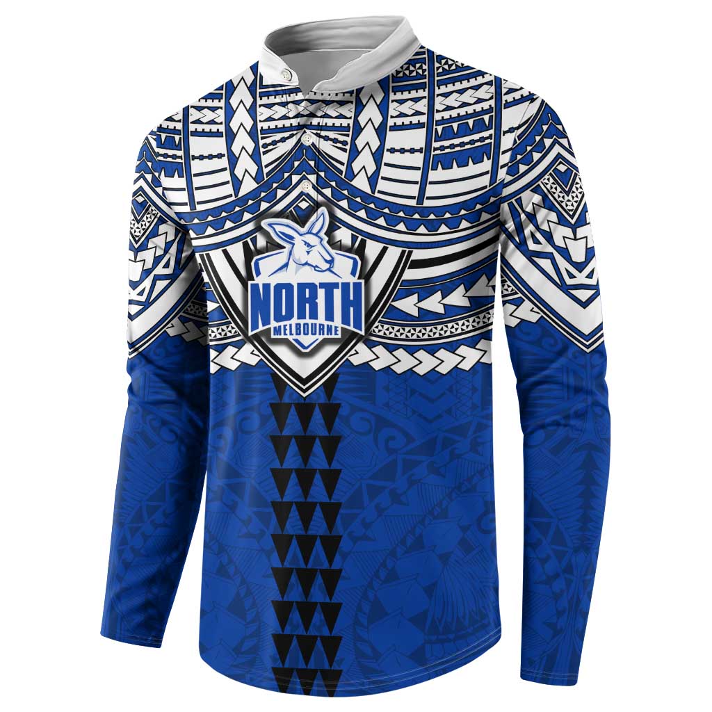 Personalized North Melbourne Kangaroos Button Sweatshirt Polynesian Tribal Pattern Heritage Football