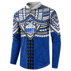 Personalized North Melbourne Kangaroos Button Sweatshirt Polynesian Tribal Pattern Heritage Football