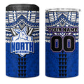 Personalized North Melbourne Kangaroos 4 in 1 Can Cooler Tumbler Polynesian Tribal Pattern Heritage Football
