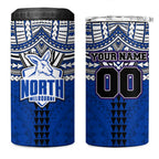 Personalized North Melbourne Kangaroos 4 in 1 Can Cooler Tumbler Polynesian Tribal Pattern Heritage Football