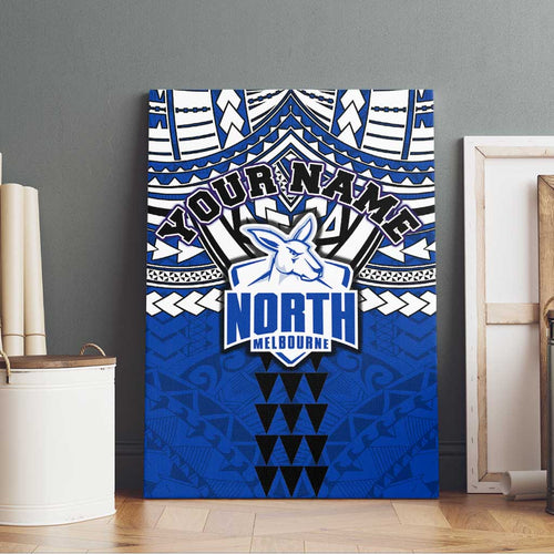Personalized North Melbourne Kangaroos Canvas Wall Art Polynesian Tribal Pattern Heritage Football
