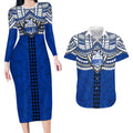 Personalized North Melbourne Kangaroos Couples Matching Long Sleeve Bodycon Dress and Hawaiian Shirt Polynesian Tribal Pattern Heritage Football