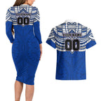 Personalized North Melbourne Kangaroos Couples Matching Long Sleeve Bodycon Dress and Hawaiian Shirt Polynesian Tribal Pattern Heritage Football