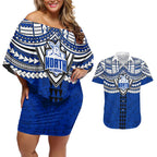 Personalized North Melbourne Kangaroos Couples Matching Off Shoulder Short Dress and Hawaiian Shirt Polynesian Tribal Pattern Heritage Football