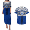 Personalized North Melbourne Kangaroos Couples Matching Puletasi and Hawaiian Shirt Polynesian Tribal Pattern Heritage Football