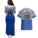 Personalized North Melbourne Kangaroos Couples Matching Puletasi and Hawaiian Shirt Polynesian Tribal Pattern Heritage Football