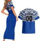 Personalized North Melbourne Kangaroos Couples Matching Short Sleeve Bodycon Dress and Hawaiian Shirt Polynesian Tribal Pattern Heritage Football