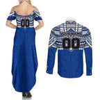 Personalized North Melbourne Kangaroos Couples Matching Summer Maxi Dress and Long Sleeve Button Shirt Polynesian Tribal Pattern Heritage Football