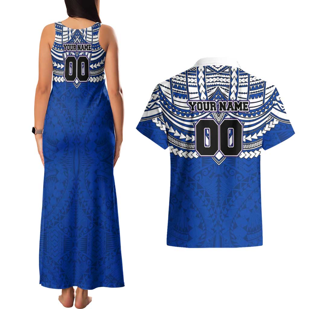 Personalized North Melbourne Kangaroos Couples Matching Tank Maxi Dress and Hawaiian Shirt Polynesian Tribal Pattern Heritage Football