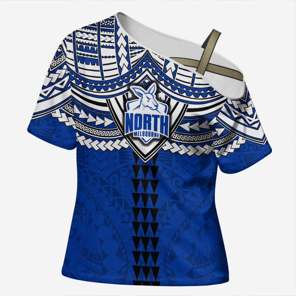 Personalized North Melbourne Kangaroos Cross Shoulder Shirt Polynesian Tribal Pattern Heritage Football