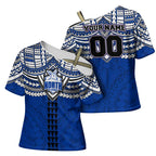 Personalized North Melbourne Kangaroos Cross Shoulder Shirt Polynesian Tribal Pattern Heritage Football