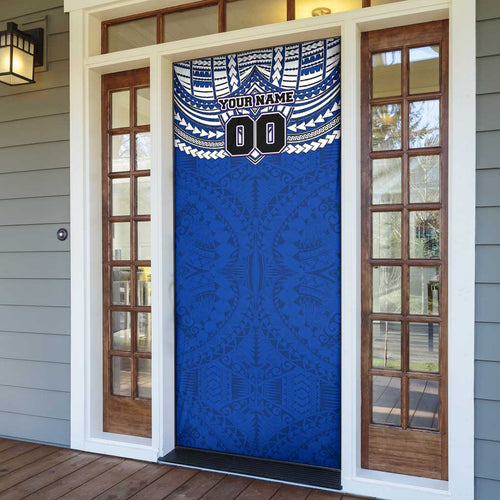 Personalized North Melbourne Kangaroos Door Cover Polynesian Tribal Pattern Heritage Football