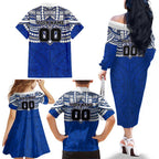 Personalized North Melbourne Kangaroos Family Matching Off The Shoulder Long Sleeve Dress and Hawaiian Shirt Polynesian Tribal Pattern Heritage Football