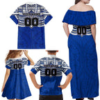 Personalized North Melbourne Kangaroos Family Matching Off Shoulder Maxi Dress and Hawaiian Shirt Polynesian Tribal Pattern Heritage Football