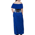 Personalized North Melbourne Kangaroos Family Matching Off Shoulder Maxi Dress and Hawaiian Shirt Polynesian Tribal Pattern Heritage Football