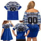 Personalized North Melbourne Kangaroos Family Matching Off Shoulder Short Dress and Hawaiian Shirt Polynesian Tribal Pattern Heritage Football