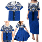 Personalized North Melbourne Kangaroos Family Matching Puletasi and Hawaiian Shirt Polynesian Tribal Pattern Heritage Football