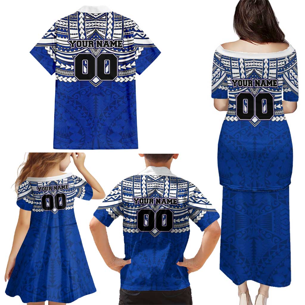Personalized North Melbourne Kangaroos Family Matching Puletasi and Hawaiian Shirt Polynesian Tribal Pattern Heritage Football