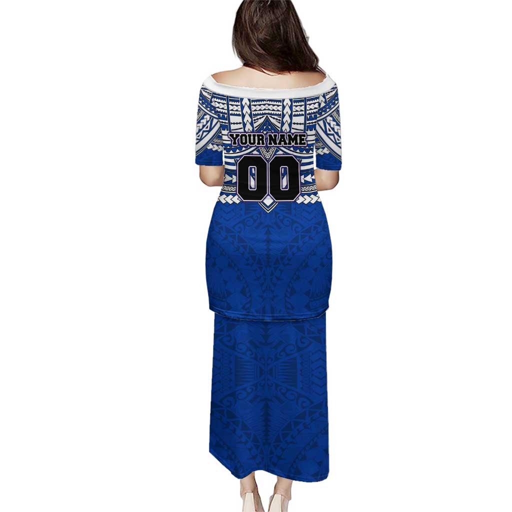 Personalized North Melbourne Kangaroos Family Matching Puletasi and Hawaiian Shirt Polynesian Tribal Pattern Heritage Football