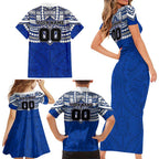 Personalized North Melbourne Kangaroos Family Matching Short Sleeve Bodycon Dress and Hawaiian Shirt Polynesian Tribal Pattern Heritage Football