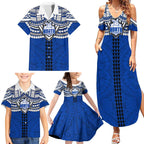 Personalized North Melbourne Kangaroos Family Matching Summer Maxi Dress and Hawaiian Shirt Polynesian Tribal Pattern Heritage Football